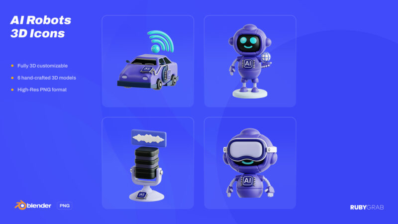 AI Robots 3D Icons