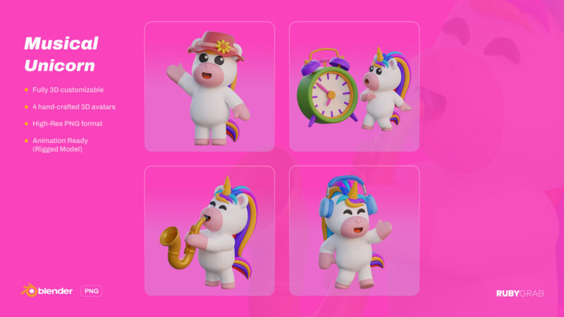 Musical Unicorn 3D Models